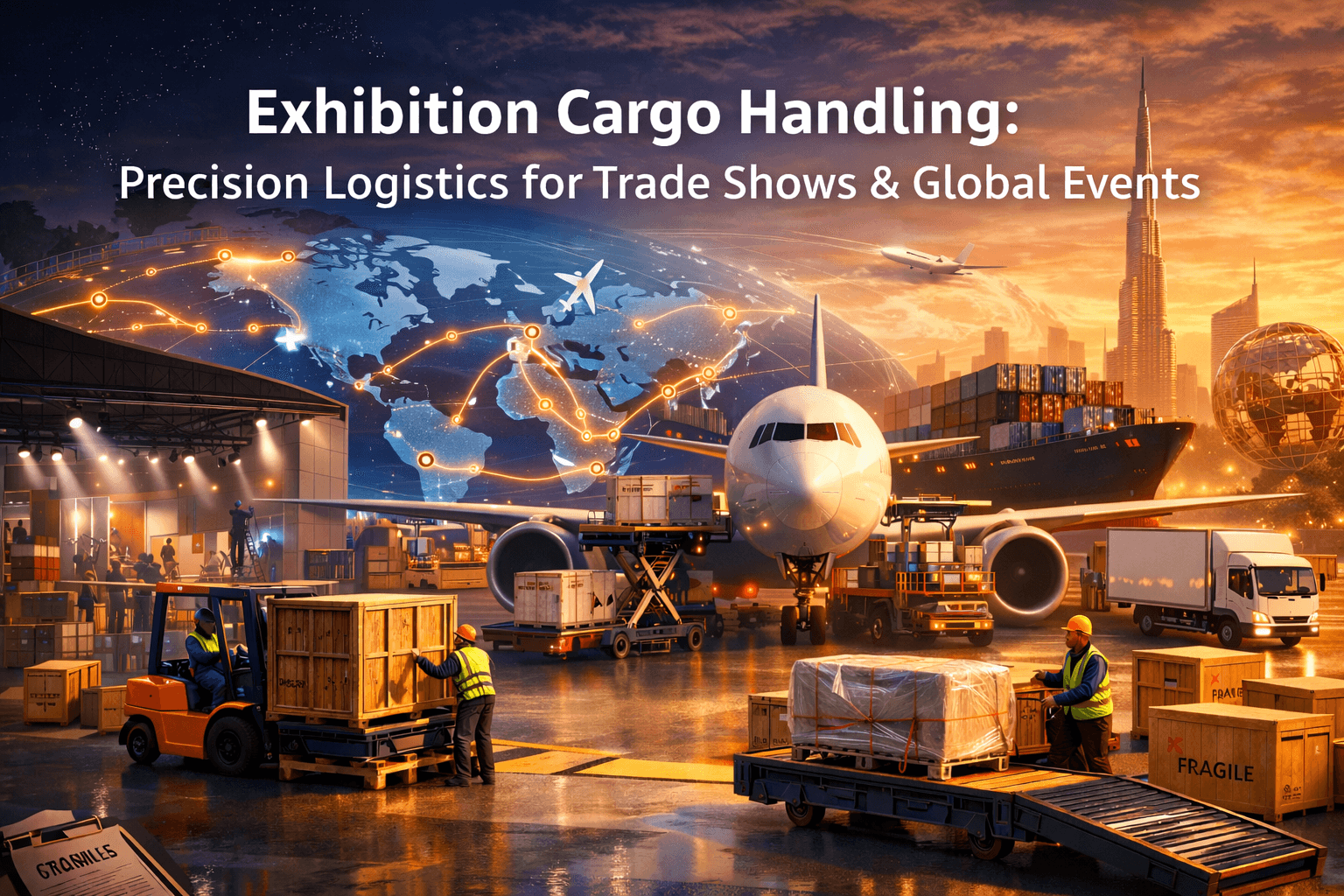 Illustration for article: Exhibition Cargo Handling: Precision Logistics for Trade Shows & Global Events